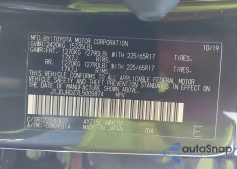 2020 Lexus Nx 300H z USA, uszkodzony, nr VIN JTJDJRDZ7L5005874